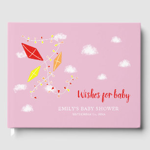 Pink Kites Baby Shower Wishes for Baby Guest Book