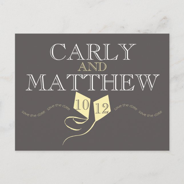 Pink Kites Save the Date Announcement Postcard (Front)