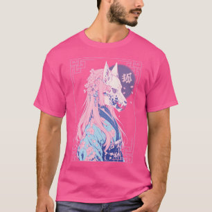 Pink Kitsune Fox Skull Girl T-Shirt