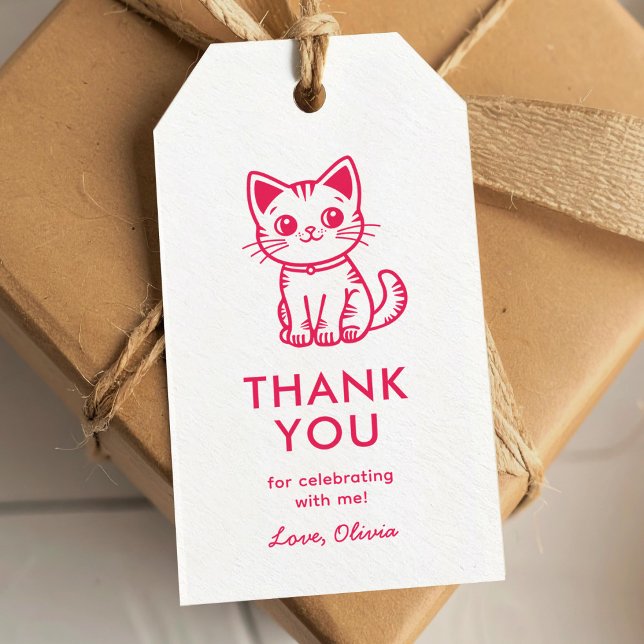 Pink kitten birthday party gift tags (Creator Uploaded)