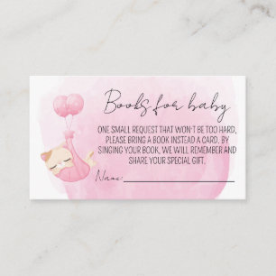 Pink kitty book request for baby girl Shower Enclosure Card