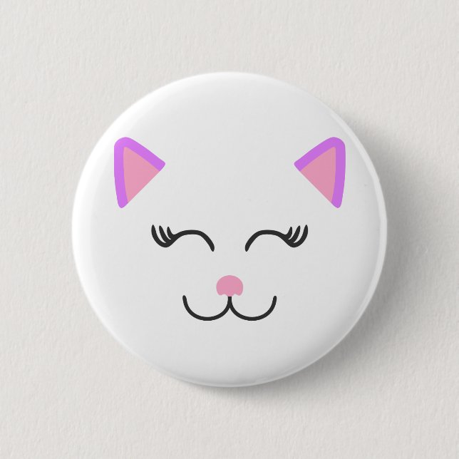 Pink kitty cat 6 cm round badge (Front)