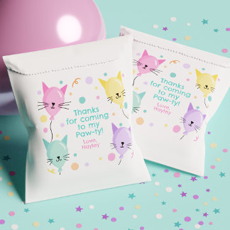 Pink Kitty Cat Balloons Kitten Party Girl Birthday Favour Bags