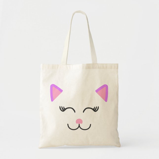 Pink kitty cat tote bag (Front)