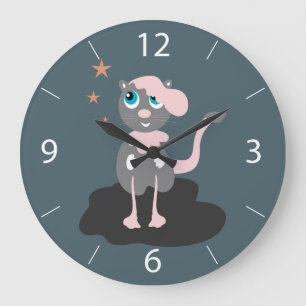 Pink Kitty Large Clock