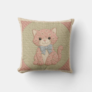 Pink Kitty Quilt Cushion