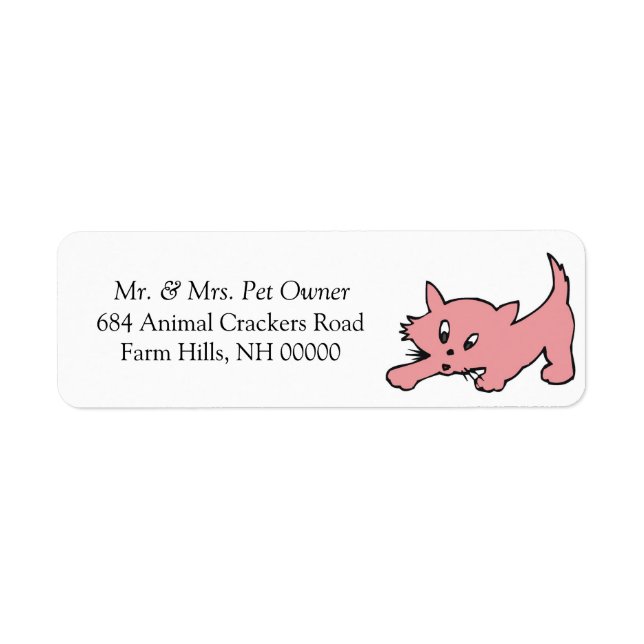 Pink Kitty Return Address Mail Labels Stickers (Front)