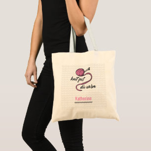 Pink Knit Fast, Die Warm Tote Bag
