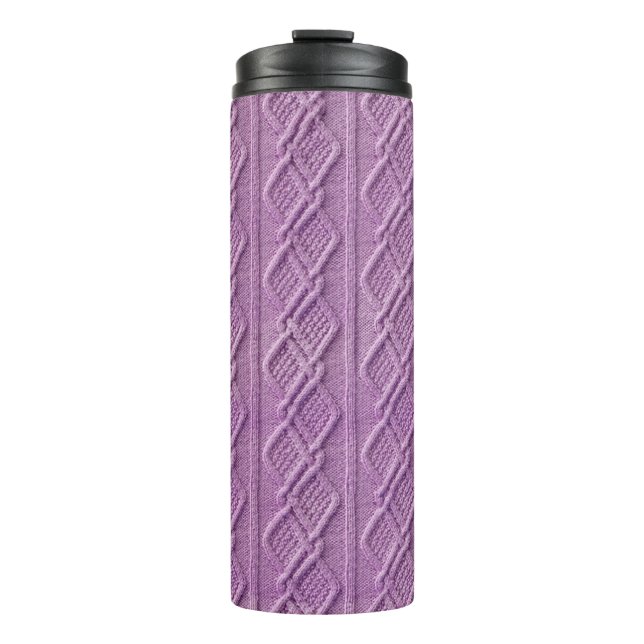 PINK KNITTED LOOK PATTERNS THERMAL TUMBLER (Front)