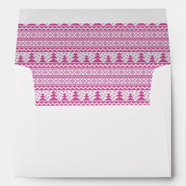 Pink Knitted Sweater Christmas Pattern Envelope (Back (Bottom))