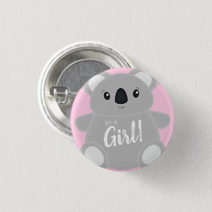 Pink Koala Bear Baby Shower 3 Cm Round Badge