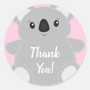 Pink Koala Bear Baby Shower Classic Round Sticker