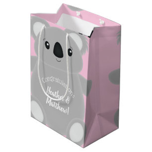 Pink Koala Bear Baby Shower Medium Gift Bag