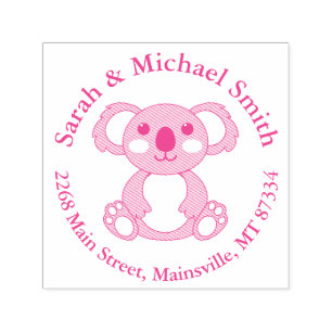 Pink Koala Bear Baby Shower Self-inking Stamp