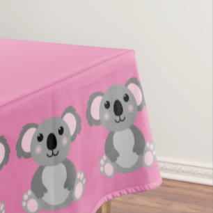 Pink Koala Bear Birthday Party Tablecloth