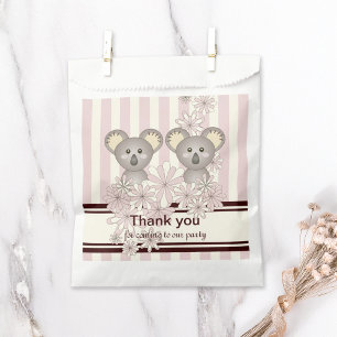 Pink Koala Twin Baby Shower   Kids Birthday Party Favour Bags