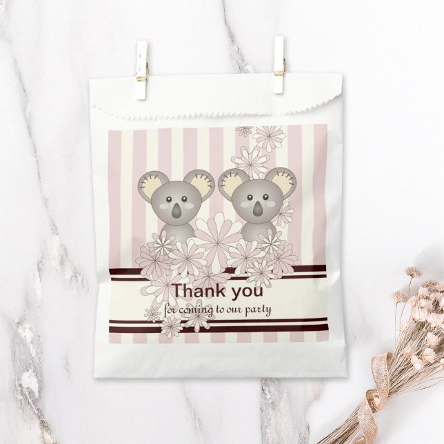Pink Koala Twin Baby Shower / Kids Birthday Party Favour Bags (Creator Uploaded)