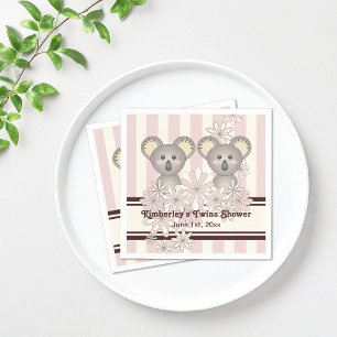 Pink Koala Twin Girl Baby Shower / Kids Birthday Napkin
