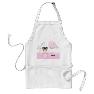 Pink Kokeshi Doll Typical Japanese Landscape Standard Apron