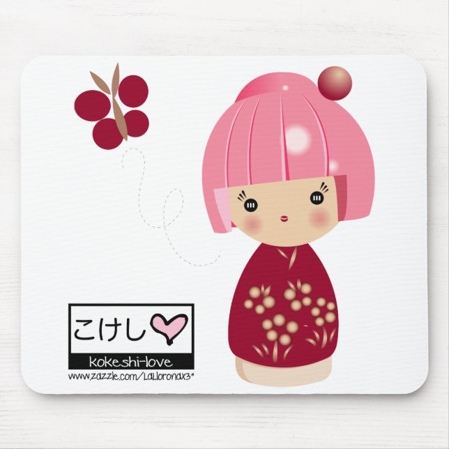 Pink Kokeshi Triplet Mouse Pad (Front)