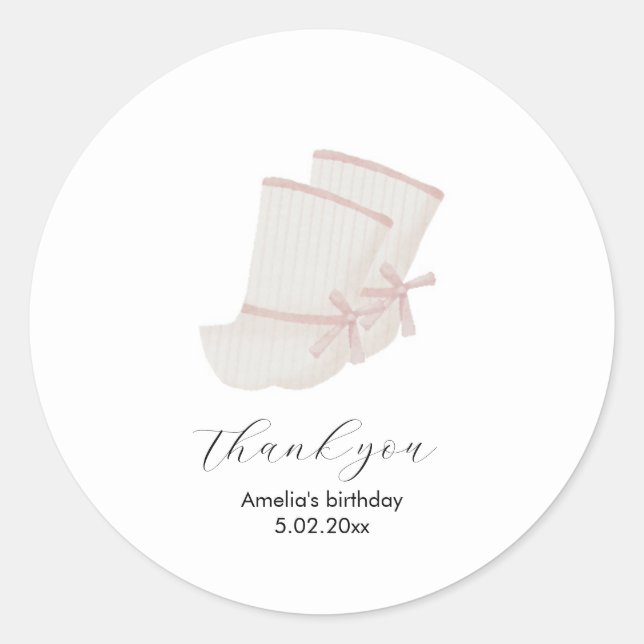 Pink Korean Doljanchi thank you sticker (Front)