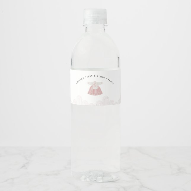 Pink Korean Doljanchi water bottle label (Front)