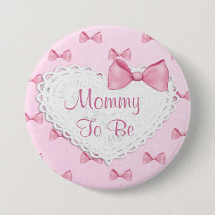 Pink  Lace & Bows  Baby Shower button
