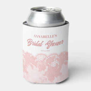 Pink Lace  Bridal Shower Can Cooler