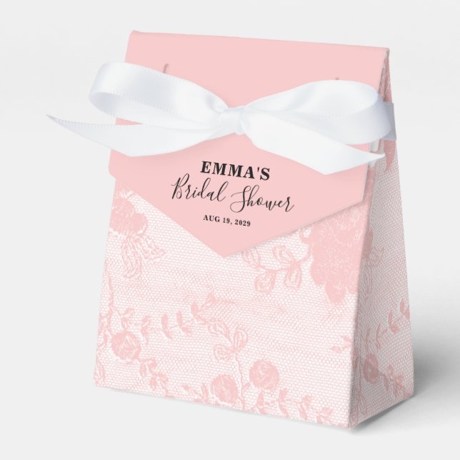 Pink Lace Bridal Shower  Favour Box (Front Side)