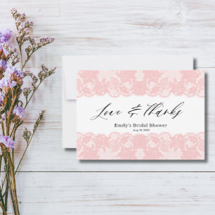 Pink Lace Bridal Shower Thank You Card