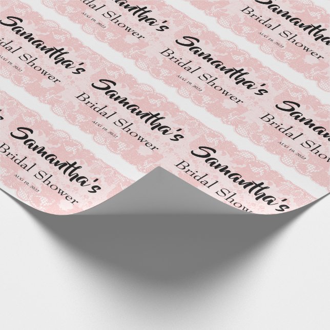 Pink Lace Bridal Shower  Wrapping Paper (Corner)