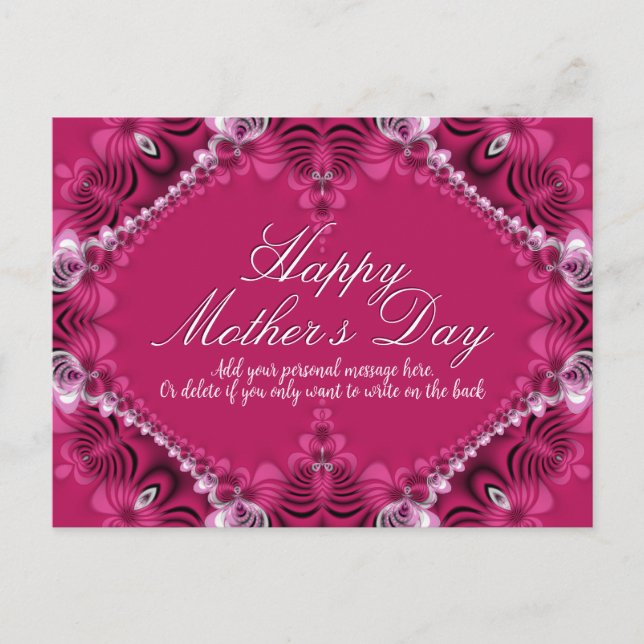 Pink Lace Elegance Mothers Day Postcard (Front)