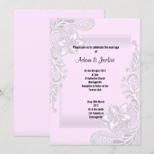 PINK LACE ELEGANT CLASSY WEDDING INVITATION