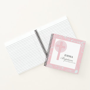 Pink Lace Girl Baptism Personalised Notebook