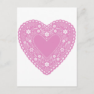Pink Lace Heart Postcard