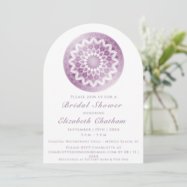 Pink Lace Mandala Bridal Shower Invitation (Standing Front)