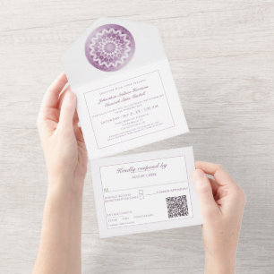 Pink Lace Mandala Wedding All In One Invitation