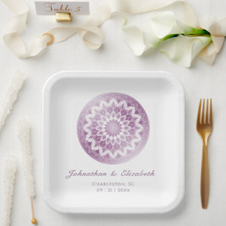 Pink Lace Mandala Wedding Paper Plate