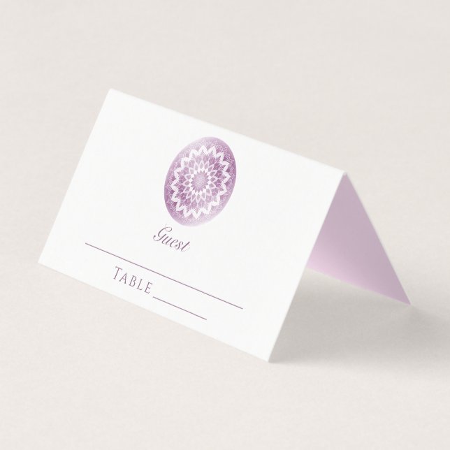Pink Lace Mandala Wedding Place Card (Front)