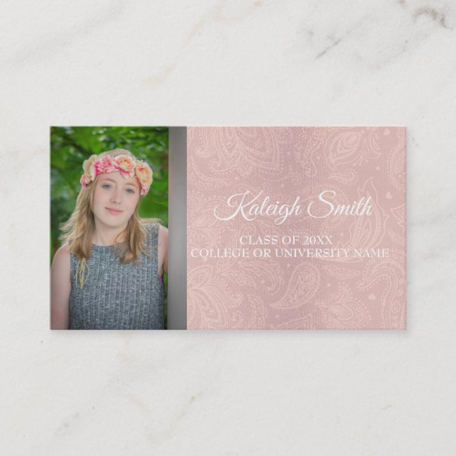 Pink Lace Paisley Photo Graduation Insert Name (Front)