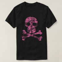 Pink Lace Pattern Skull and Crossbones T-Shirt