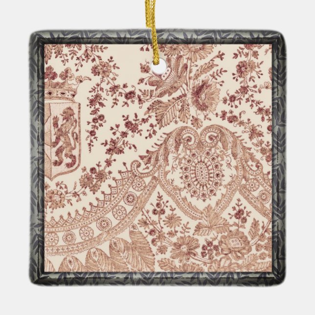 Pink Lace Roses Ceramic Ornament (Front)