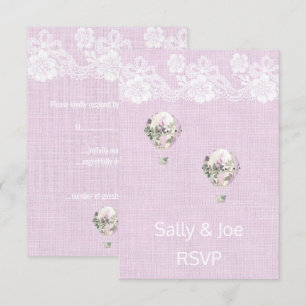 Pink Lace Rustic Hot Air Balloon Invitation