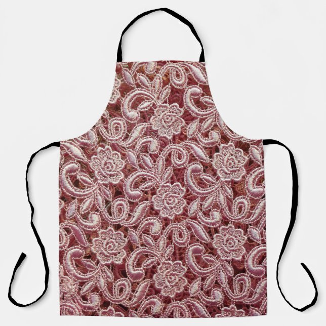 Pink lace, vintage roses pattern. apron (Front)
