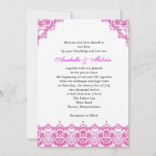 Pink Lace Wedding Invitation