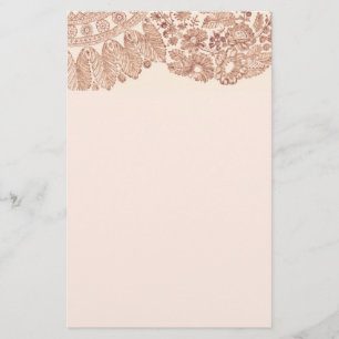 Pink Lace With Roses Stationery