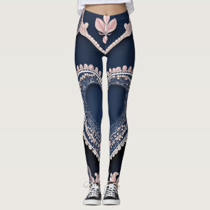 Pink Lacing Pearls AI art  Leggings