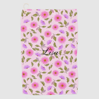Pink Lacy Daisy Personalized Golf Towel