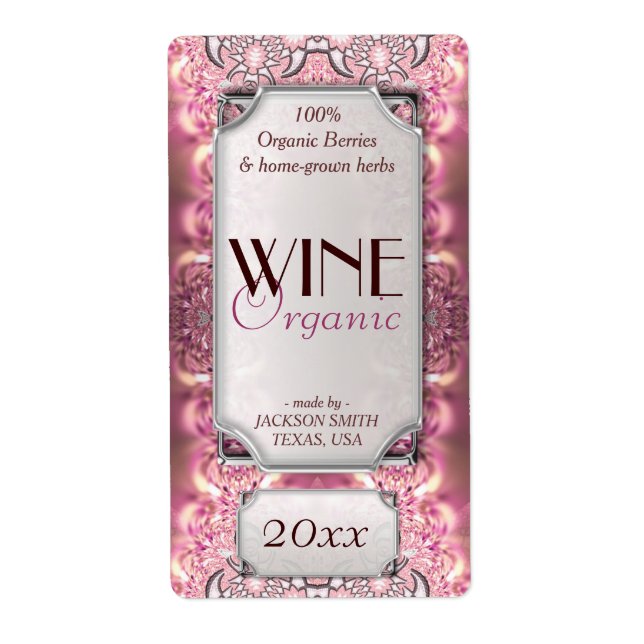 Pink Ladies Dreamy Custom Text Wine Bottle Labels (Front)