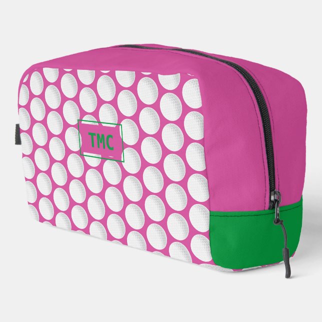 Pink Ladies Golf INITIALS Green Preppy Fun Dopp Kit (Right Corner)